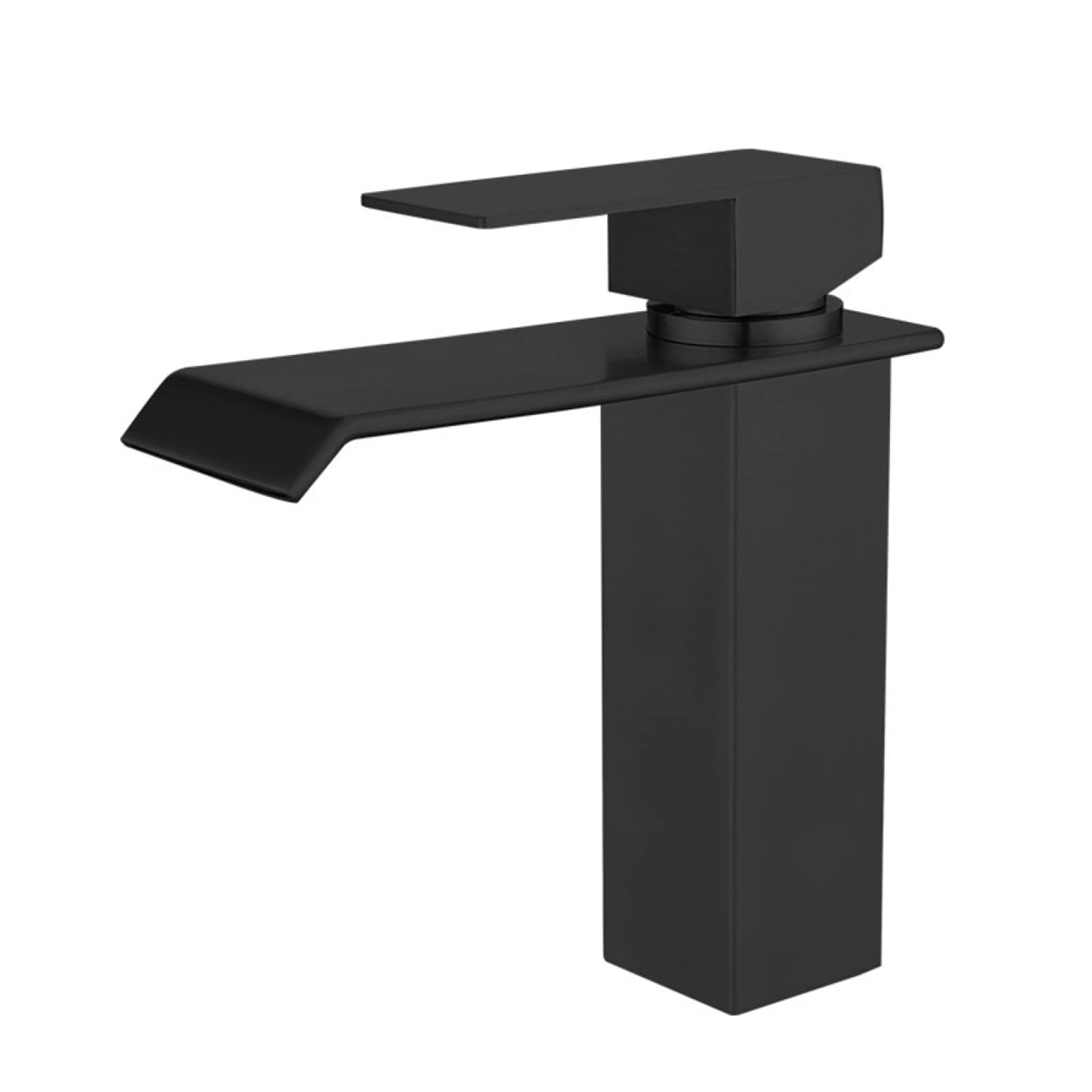 Robinet de salle de bain cascade noir en acier inoxydable contre traces de calcaire et fuites