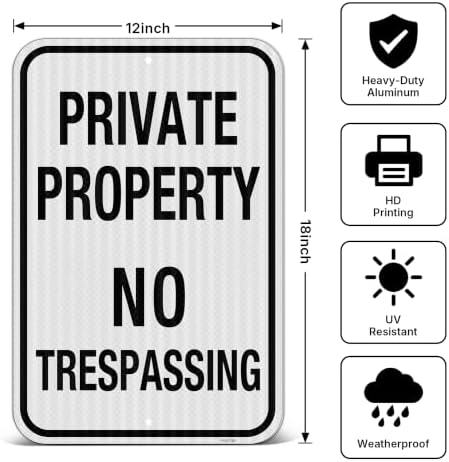 Private Property No Trespassing Sign, 12 x 18 Inch, 1 Pack — 사진 2
