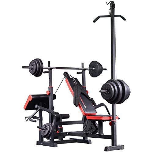 Universal Hantelbank Kraftstation Fitnesscenter mit Latzug, Curlpult, Butterfly, Bein- und...