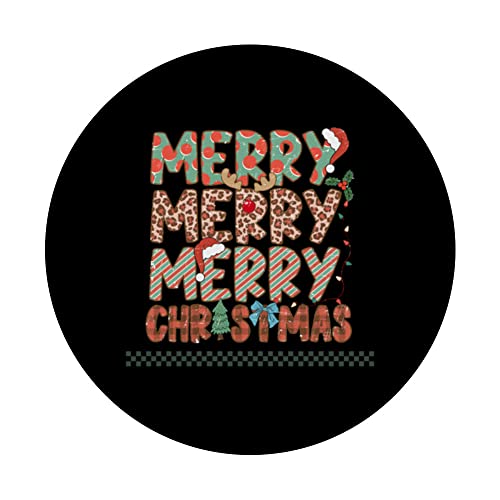 FUNNY CHRISTMAS TEE, MERRY CHRISTMAS, CUTE HOLIDAY XMAS PopSockets Swappable PopGrip, Black - Image 3