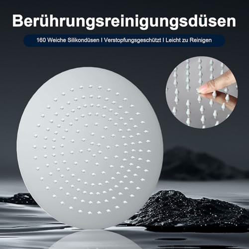 Runde Regendusche Duschkopf 30cm Groß, 304 Edelstahl Regenbrause mit Gleichmäßiger Wasserverteilung, Einfache Montage, Silber