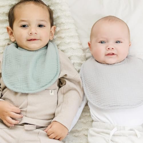 Konssy 8-Pack Muslin Baby Bibs, Adjustable Fit for Drooling and Teething - 4