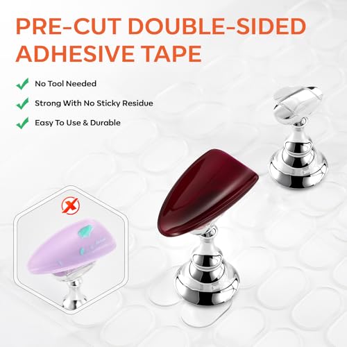 Image of Makartt Nail Stand for Press-On Nails: Strong Magnetic, Large Flat Metal Base Holds 10 Tips at Once, Stable Holders for Nail Art Practise, Batch Painting, Design, Curing, Display, DIY Home & Salon Use