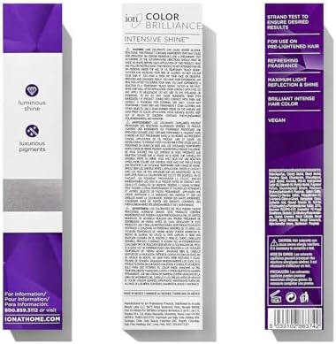 Ion Permanent Brights Creme Hair Color Purple, Vegan, Cruelty Free, PPD Free, 100% Gray Coverage, Long Lasting, Fade Resistant Color, 2.05 oz