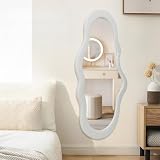 BST FURNH Specchio Nuvola a Figura Intera Bianco – Specchio da Parete con Cornice in Velluto (112x54cm) – Specchio di Design Unico per Camera da Letto, Bagno e Soggiorno – Estetica Soft & Chic
