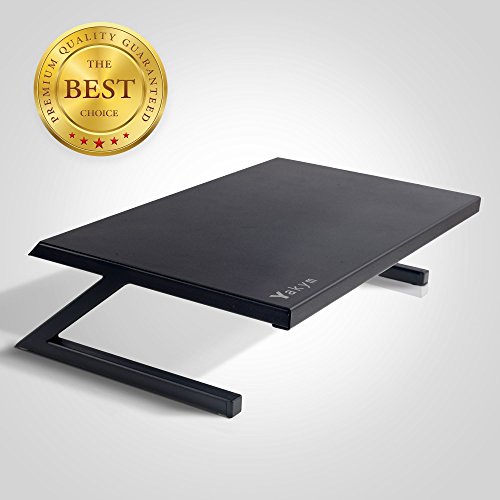 Metal TV Monitor Screen Stand, Ergonomic Laptop Notebook Tray, Computer Shelf, Gaming Console Riser, Keyboard Printer Mount, Multi-Functional Heavy Duty Steel Desk Space Saver, Wear-Resistant Organize