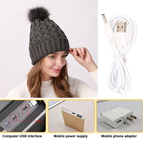 Chapéu de malha elétrico quente aquecido, macio, recarregável por USB, chapéu aquecido para caminhad