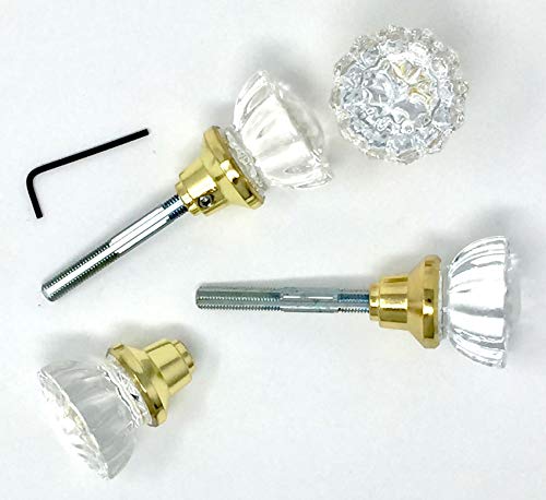 Rousso's Reproduction 0019-Pb Fluted Crystal Glass Vintage Door Knobs With Our Secure Set Screws And Premium Spindle. Perfect With Your Latch And New Or Antique Backplates. 4 Knobs (2 Pair) #TOP2