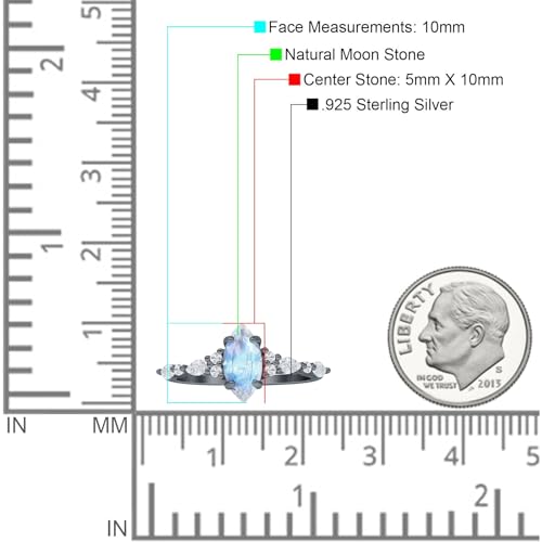 OMRANII Art Deco Marquise Natural Moonstone Vintage Style Wedding Engagement Ring Solid 925 Sterling Silver Gift For Women4