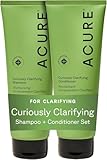 Acure Curiously Clarifying Shampoo and Conditioner Set - Daily Deep Cleansing & Hydrating Set for Women & Men, Detox for Oily Hair & Scalp Build Up, Paraben Free, Sulfate Free - 8 fl oz (2 Pack)