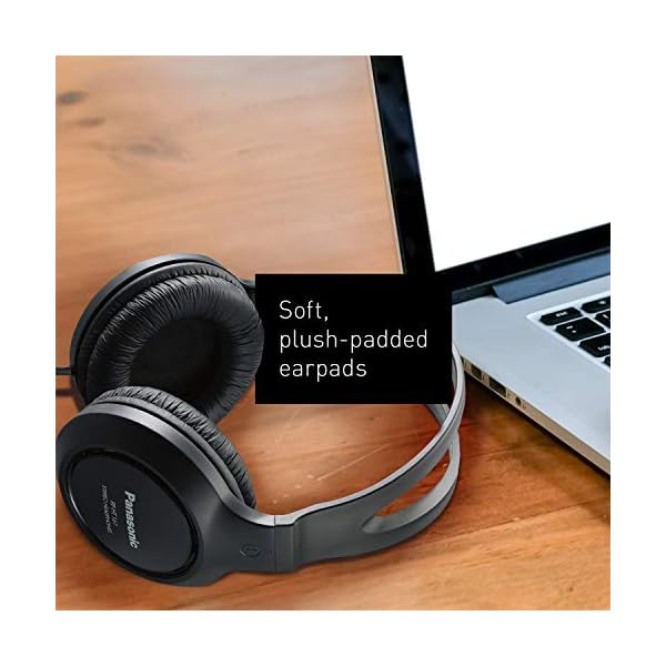 Panasonic-Full-Sized-Lightweight-Long-Cord-Headphones--RP-HT161-K-Black Panasonic Headphones, Lightweight Over the Ear Wired Headphones with Clear Sound and XBS for Extra Bass, Long Cord, 3.5mm Jack for Phones and Laptops – RP-HT161-K (Black)
