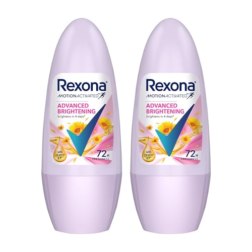 Image of Rexona Women Roll-On | Advanced Brightening Underarm Deodorant | up to 72Hr long-lasting freshness | 45 ML (Pack of 2)