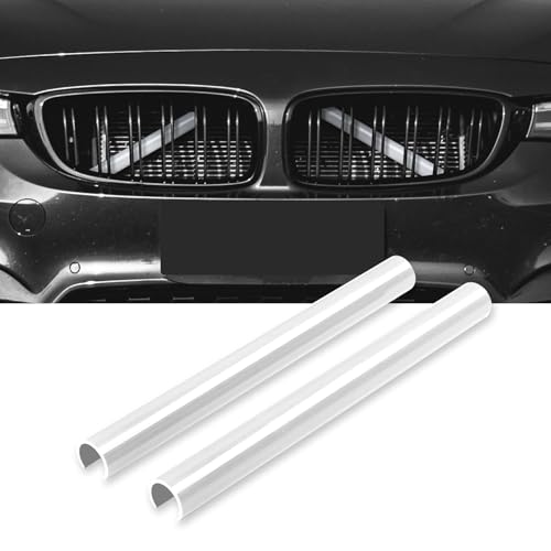 Image of AggAuto Compatible with BMW Grille Inserts Stripes for 1 /2 /3 /4 /5 Series (F20 F21 F22 F23 F30 F31 F32 F33 F34 F36 F45 F46) 2011-2021, 328i /320i /335i /428i Grill Insert Accessories White V Brace Cover
