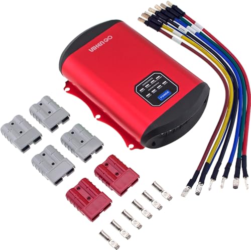 Vixen Go 12V 40A DC to DC On-Board MPPT Automotive Battery Charger Using Solar or Vehicle Alternator to Charge Auxiliary Battery in RVs, Cars, Boats, Yachts (Red)