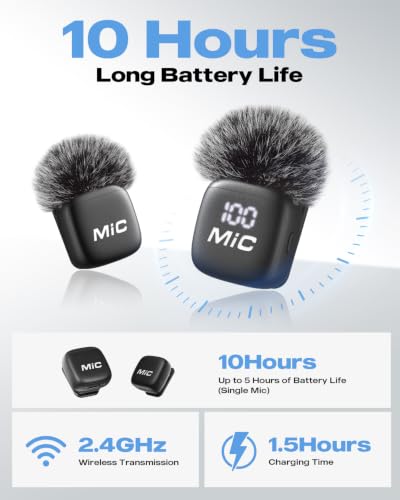 2-Pack Mini Wireless Lavalier Microphone for iPhone, iPad, Android and PC, Clip-On Mic with Noise Reduction, Auto Pairing, Mute and Reverb, USB-C Receiver, Lightning and USB-A Adapters view 6