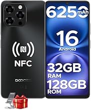 DOOGEE Note 58 Android 16 Smartphone, 32GB+128GB/2TB TF Mobile Phone, 6.75" HD+ 90Hz Screen, 6250mAh, 16MP+8MP Mobile Phone, 4G Dual SIM/Octa Core/Widevine L1/NFC/OTG/Face ID/GPS, Black