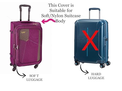 Image of Fabam Transparent Suitcase Cover for Soft /Nylon Material Trolley Luggage Bags | Rain-Dustproof Anti-Scratch PVC Proctector with Zip for 24 inch inch (Pack of 1) ONLY Cover Suitcase NOT Included