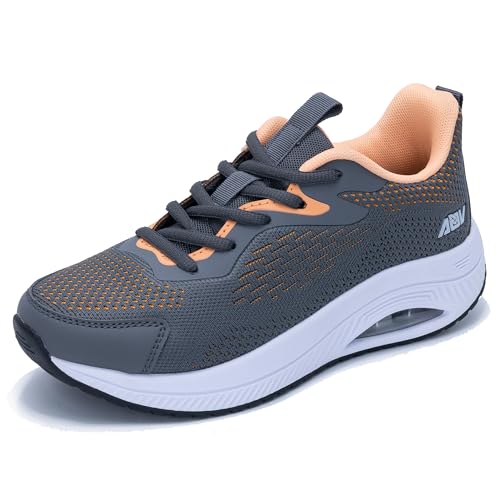 Image of Women's Walking Shoes Arch Support Running Shoes Non-Slip Air Tennis Sneakers for Gym Sports Workout GreyOrange 6.5