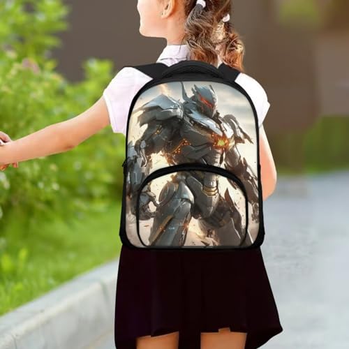 Robot Warrior Kids Boys School Backpack Cool Lightweight Large Capacity Kids Backpack with Two Side Pocket Laptop Travel Bags4