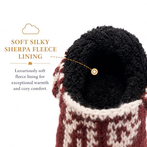 Image of Tibetan Socks Hand Knit Wool Fleece Lined Bootie Slippers