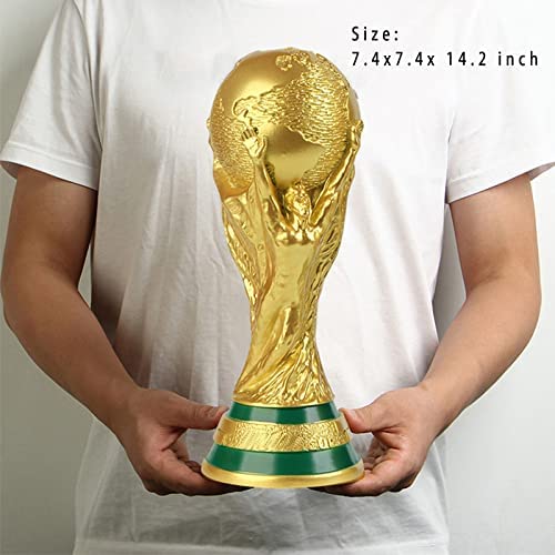 LNGODEHO Réplica Troféu Qatar da Copa do Mundo de 2022 em vitrine, escultura de resina, possuir um m