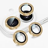 DiyGody Caméra Arrière Protection Compatible avec iPhone 17, Design Pailleté 9H HD Clear Verre Trempé Protecteur Objectif Anti Rayures Couverture Complète pour iPhone 17/16/16 Plus, Or