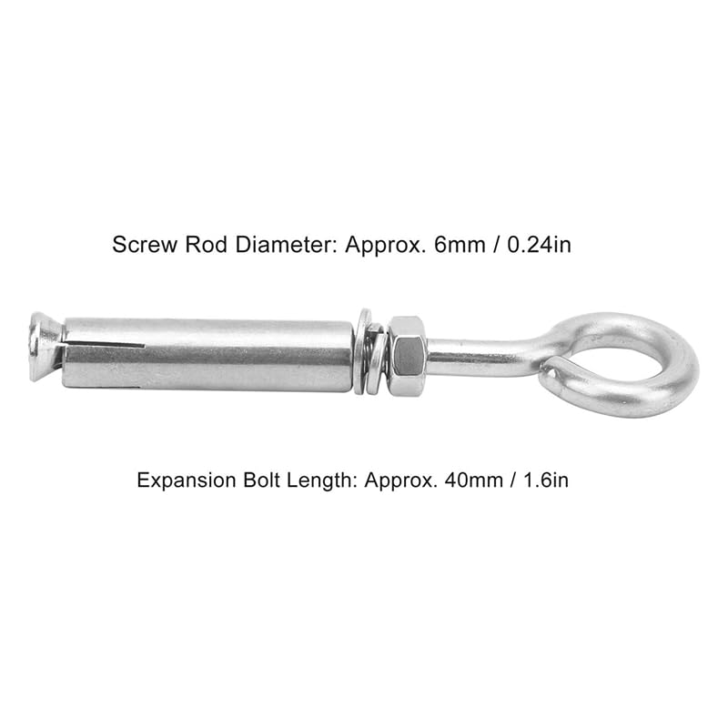 Pernos de ojo 10 piezas M6x40mm Perno de expansión Perno de anclaje Anillo de acero inoxidable 304 Perno de ojo de anclaje de elevación Perno de ojo de expansión Perno de ojo