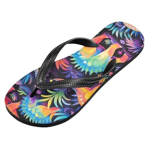 Cute Dinosaur Color Men's & Women's Classical Beach Rubber Sandal Flip Flop Comfortable Slipper 214A4593