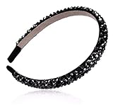 Versátil. Diadema para mujer con perlas de cristal negro - Elegante y de noche