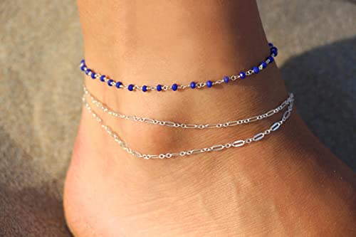 Image of ASCOMY Anklets for Women 14K Gold Plated Anklets for Women Waterproof Ankle Bracelets for Women Gold Layered Shining Anklet Dainty Lip Chain Anklets Summer Beach Foot Chain Jewelry Gifts