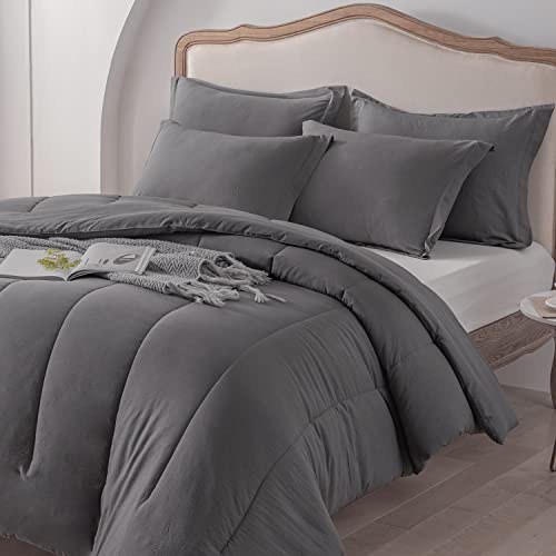 Sleepbella King Size Comforter Set, Dark Grey Down Alternative Comforter, Farmhouse King Bedding For All Seasons 3 Pieces (1 Comforter With 2 Pillow Shams) #TOP2