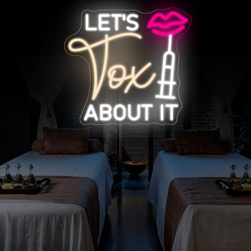 Image of Let's Tox about it Neon Sign Botox LED Light Injector Spa Studio Decor | USB Powered Dimmable Beauty Spa Sign Medspa Decoration Business Open Welcome Wall Art, 14.6 inchx13.4 inch