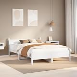 WSJHUHK Mobili,Letti & Accessori,Letti & Telai,Telaio letto senza materasso Bianco 140x200 cm Legno massello di pino