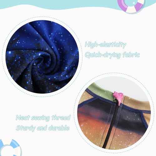 Image of Girls One Piece Rash Guard Long Sleeve Swimsuits for Girls UPF 50+ Sun Protection Bathing Suits 3-16 Years