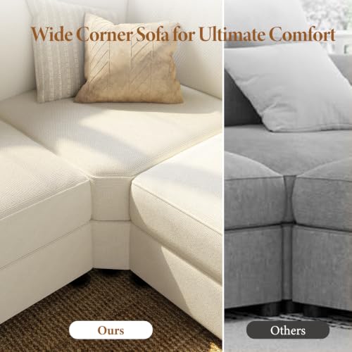 Vesgantti 100" Modular L Shaped Sectional Couch for Living Room, Beige - image 5