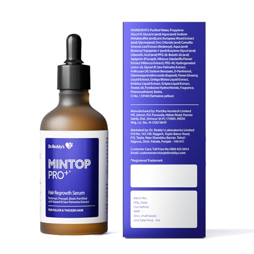 Image of Mintop Pro Plus| Hair Regrowth Serum by Dr Reddys|Fortified with Redensyl, Procapil, Biotin and Copexil| Proven Hair Fall Control| Scalp Nutrition| 50 Ml