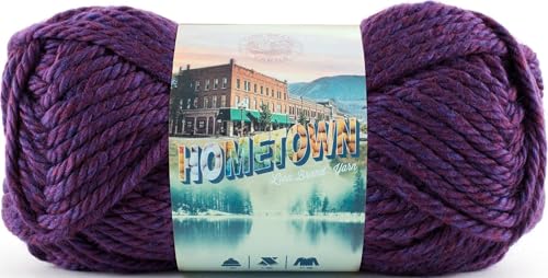 Image of Lion Brand Yarn Hometown Yarn, Super-Bulky Yarn for Knitting, Crocheting, and Crafting, 1 Pack, Portland Wine