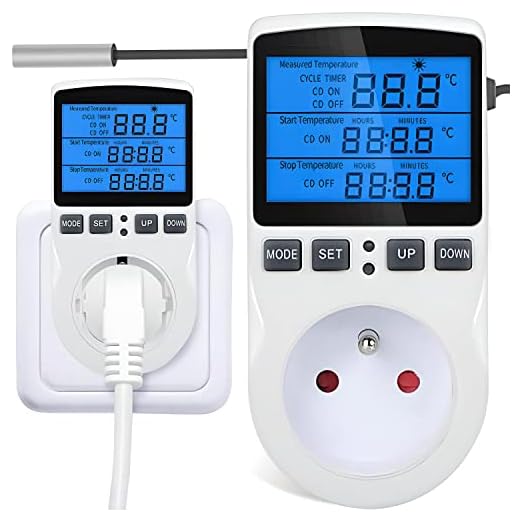 Retoo Termostato Enchufe Digital Dia Noche Temporizador Controlador de Temperatura Temporizador con Sondade 230V Regulador de refrigeración de calefacción Interruptor de Temperatura de enfriamiento