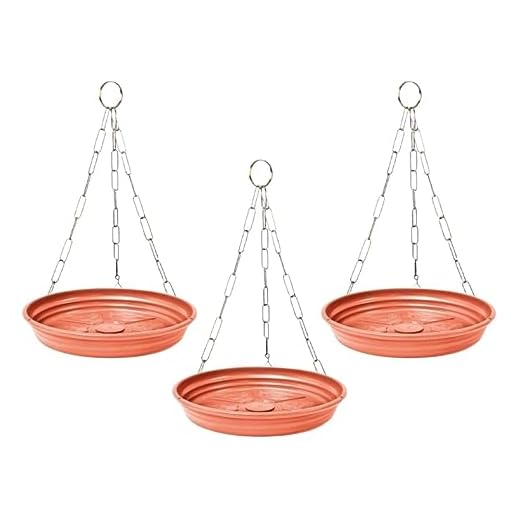 Kit 3 Suporte Pendente P/Samambaia Vaso e Planta Pequeno - Prato Coletor de Vaso Cerâmica + Corrente Tripla de Metal Dourado - Nutriplan