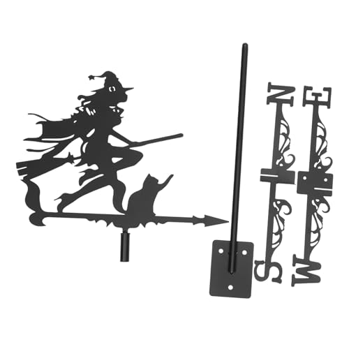MOBUTOFU 1pieza Veleta De Diseño De Bruja y Gato para Jardín Decoración Exterior Indicador De Dirección del Viento para Grupos De Jardinería y Uso Agrícola