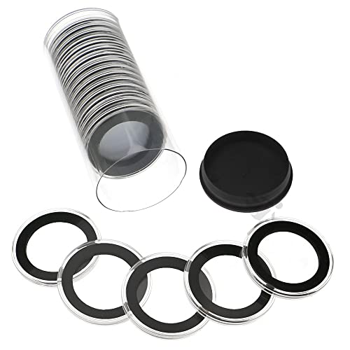 Cápsulas y tubo almacenamiento para monedas 34mm negro miniatura 1