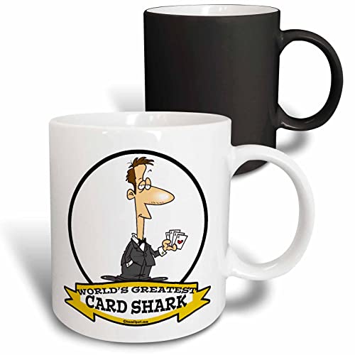3dRose Funny Worlds Greatest Card Shark Cartoon 11oz Magic Transforming Mug