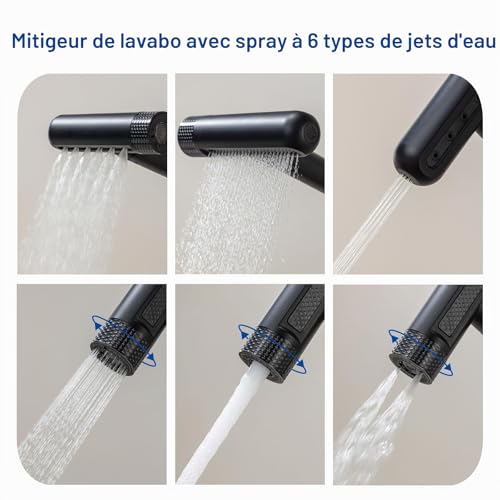 Robinet de cuisine avec douchette 6 jets et mitigeur monocommande - 5