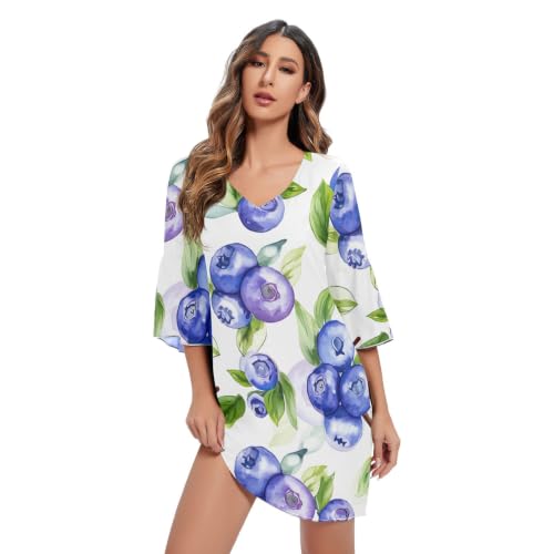 Robe d'été ample en mousseline Blueberry Juicy Blue pour femme