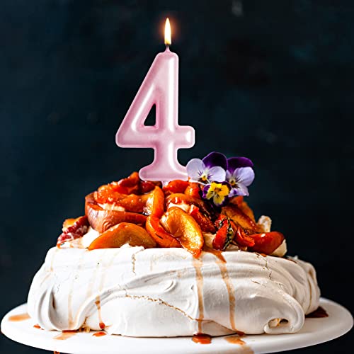 Uvtqssp Pink Birthday Candle 4Th Happy Birthday Number Four Cake Topper Decoration For Kids Adults Birthday Party Celebration Numeral 4 40 41 42 43 44 45 46 47 48 49 #TOP3