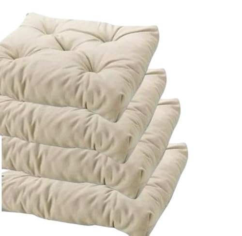 VACAVACA Cojín para Silla Asientos de Interiores y Exteriores, Tales como Comedor, Cocina, jardín, Estudios y dormitorios 50x50 cm, Acolchado 6-7 cm, Fabricado en España (Beige Lino, Pack 4)