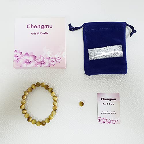Chengmu 8Mm Golden Tiger Eye Stretch Bracelet For Women Natural Handmade Round Beads Semi Precious Gemstone For Crystal Elastic Beaded Bracelet 7.5" #TOP3