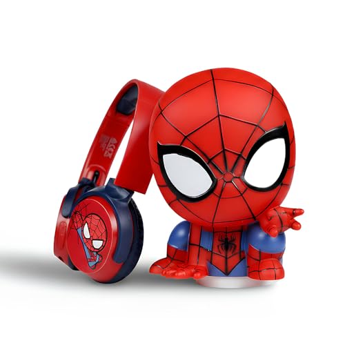 Image of Marvel Spider-Man Kids Bluetooth Headphones with Character Mood Light Gift Set | Foldable Swivel Cups | Kids Safe 85dB Volume Limit | Aux Input | Voice Assistant | Perfect for Boys | Ages 5-16