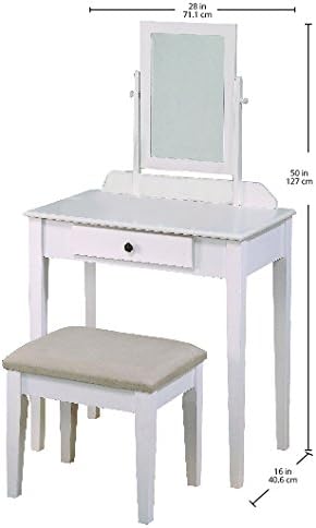Dimensions of the Crown Mark Iris Vanity Table and Stool