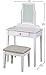 Crown Mark Iris Vanity Table/Stool, White Finish with Beige Seat